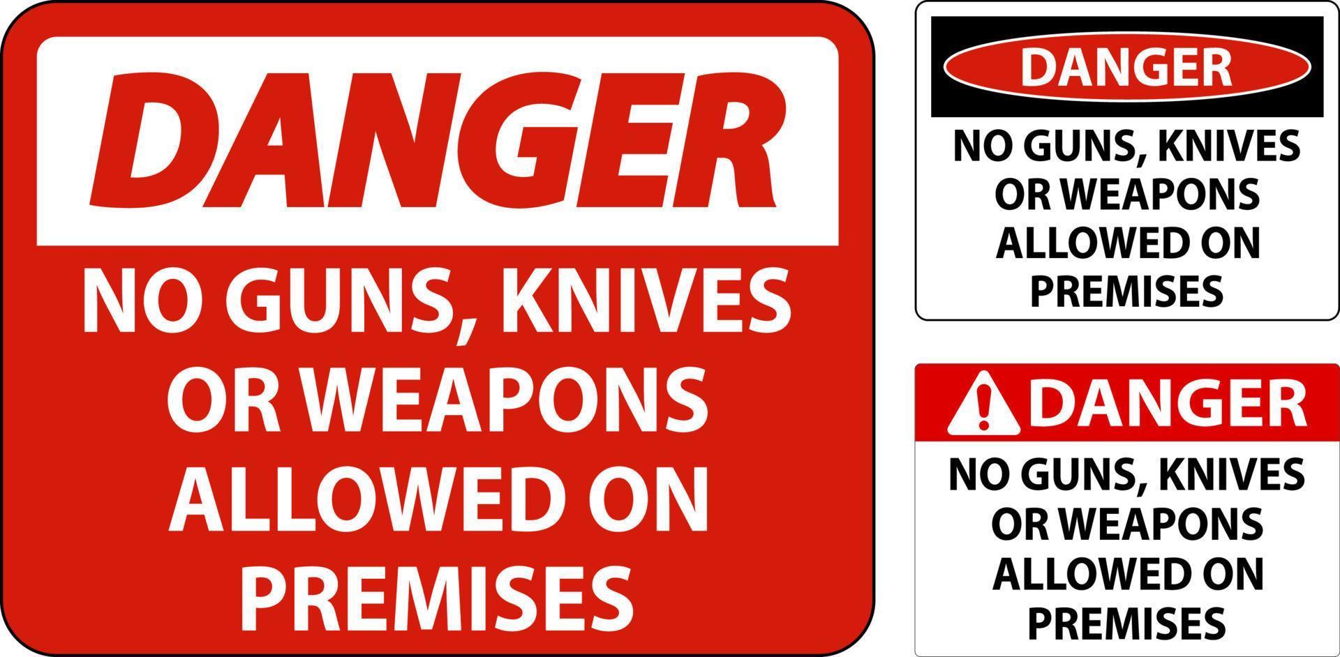 danger armes à feu règles signe pas d'armes à feu, de couteaux ou d'armes autorisées sur les lieux vecteur