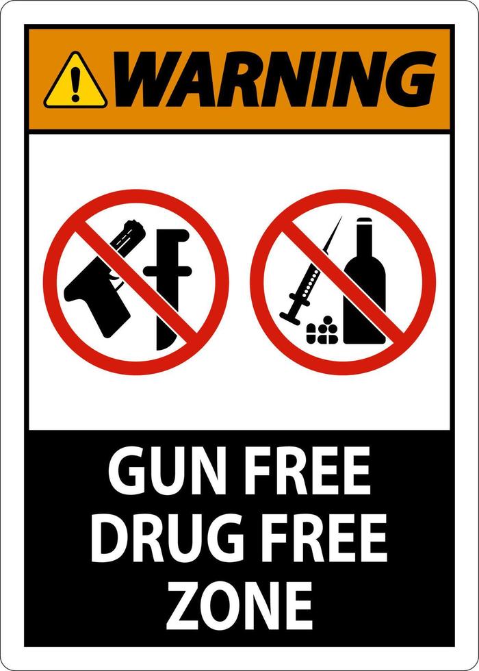 panneau d'avertissement sans armes à feu zone sans drogue vecteur