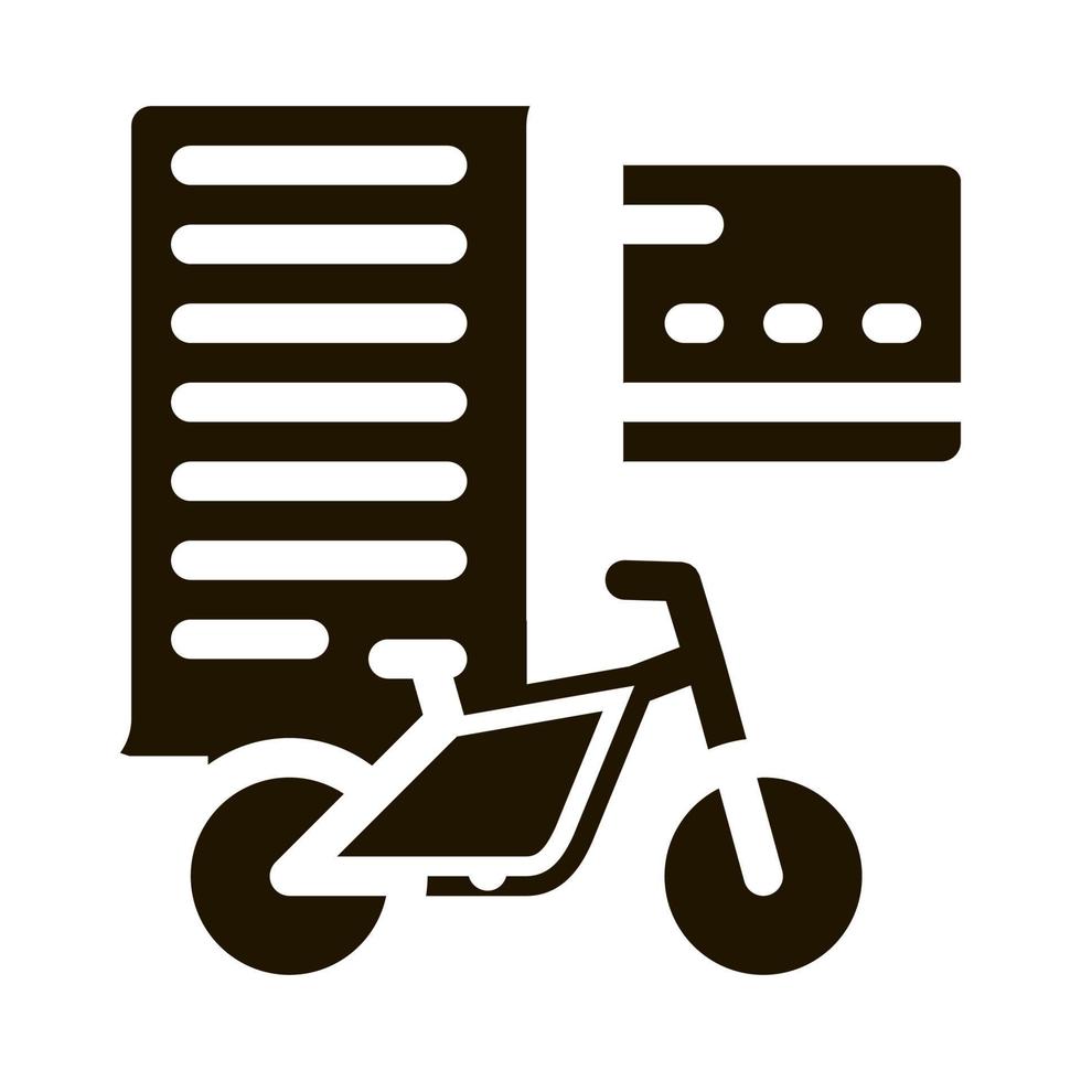 paiement par carte vélo services icône vecteur glyphe illustration
