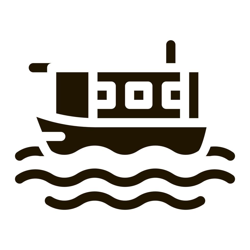 yacht à eau au milieu de la mer icône vecteur glyphe illustration