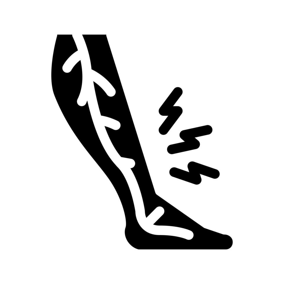 illustration de glyphe de vecteur d'icône de maladie variqueuse de douleur de jambe