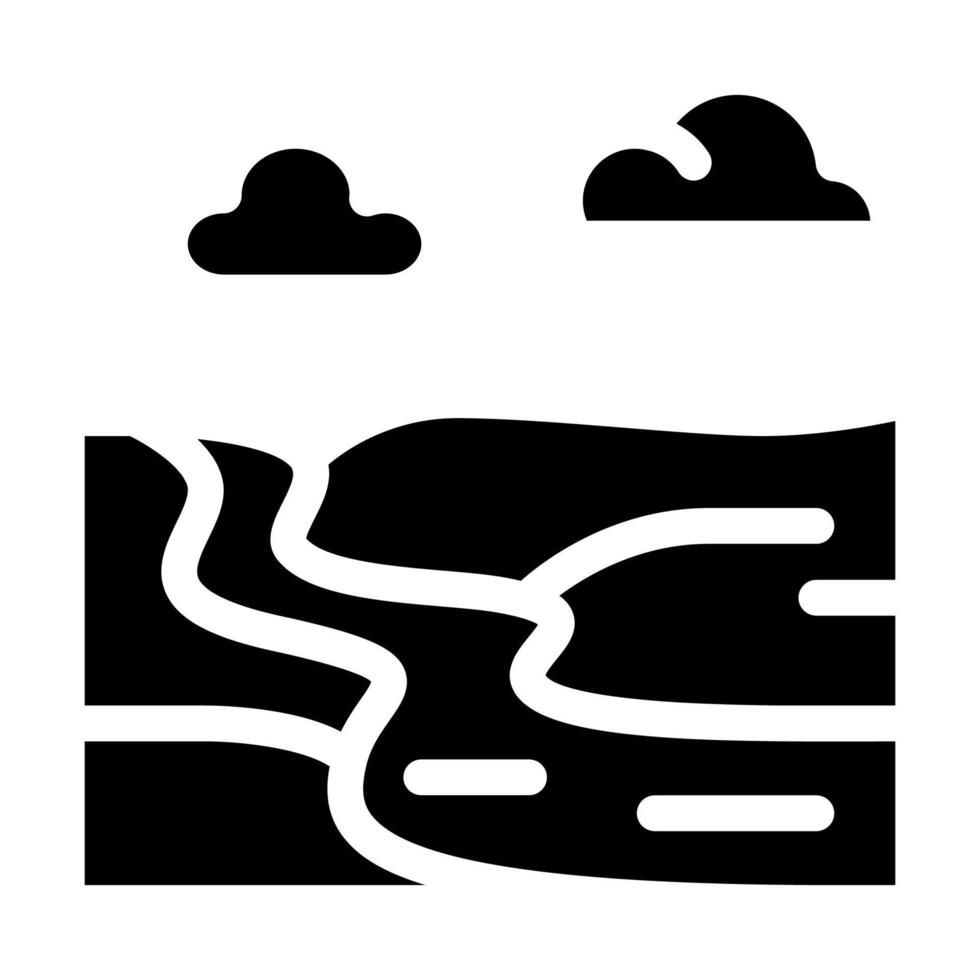 rivière paysage icône vecteur glyphe illustration