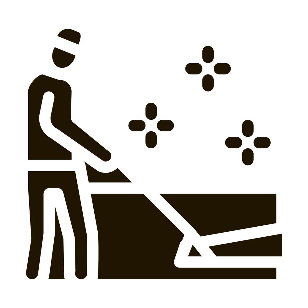 tapis nettoyant travailleur icône vecteur glyphe illustration