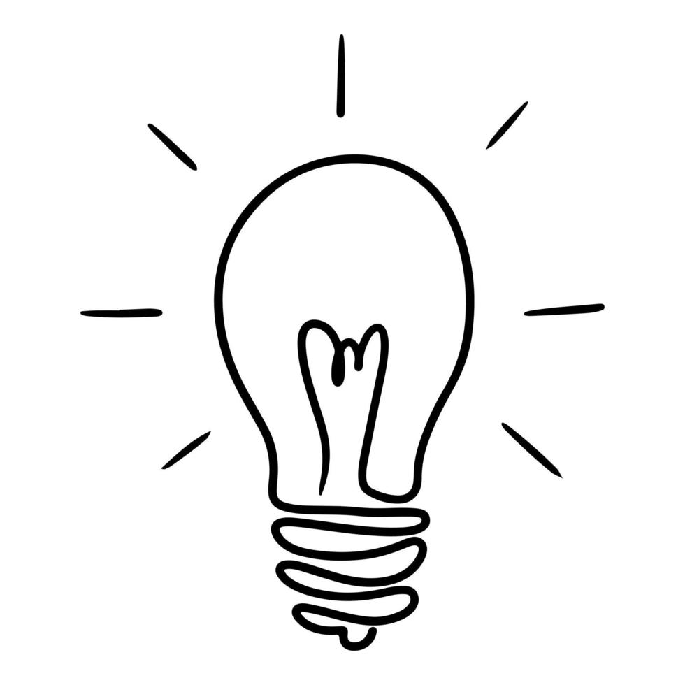 style de croquis de doodle d'illustration vectorielle d'icône d'ampoule dessinée à la main pour la conception de concept. vecteur