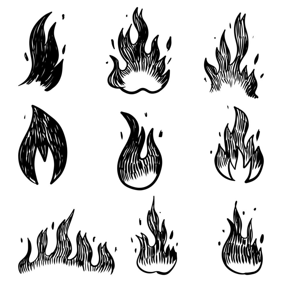 style de croquis de doodle d'illustration vectorielle de feu dessiné à la main. vecteur