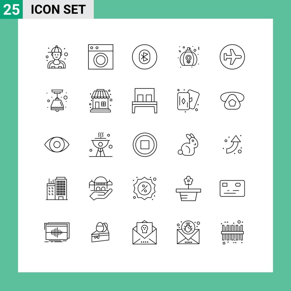 ensemble moderne de 25 lignes et symboles tels que les éléments de conception vectoriels modifiables du système de jour de lavage de cadeau de parfum vecteur