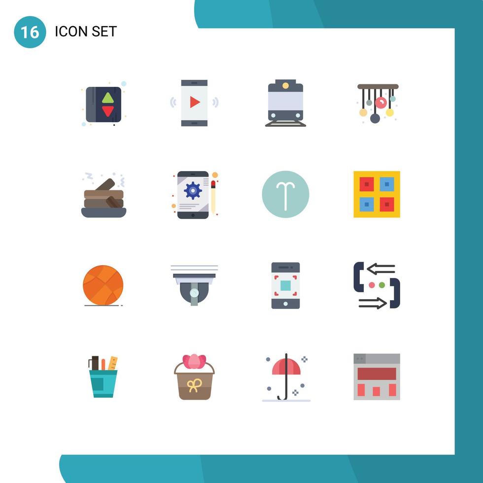 16 couleurs plates universelles définies pour la configuration des applications Web et mobiles lustres de crêpes de chemin de fer alimentaire pack modifiable d'éléments de conception de vecteur créatif