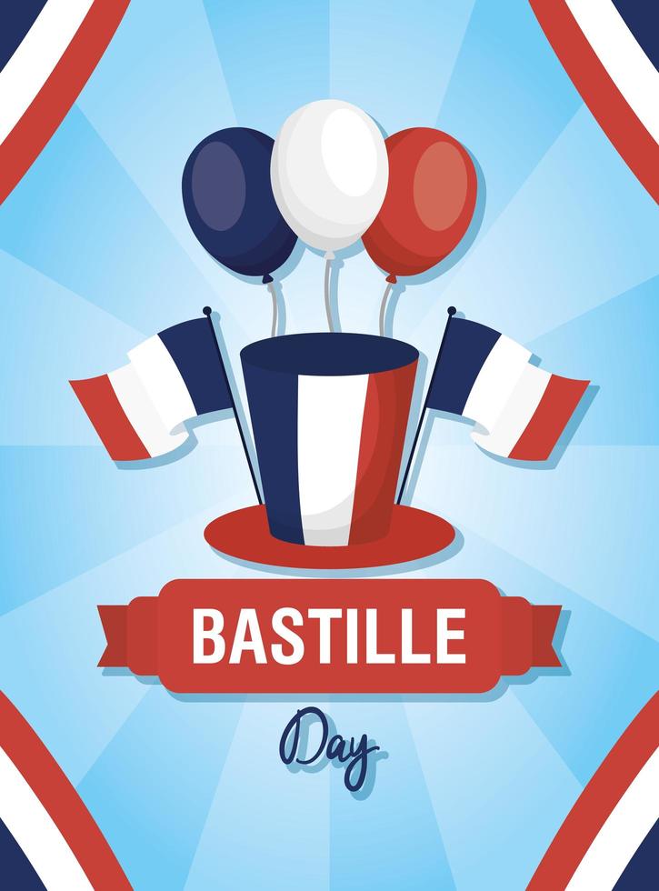 bannière de fête de la bastille avec des ballons vecteur