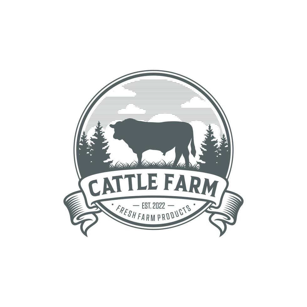 modèle vectoriel de logo de ferme bovine