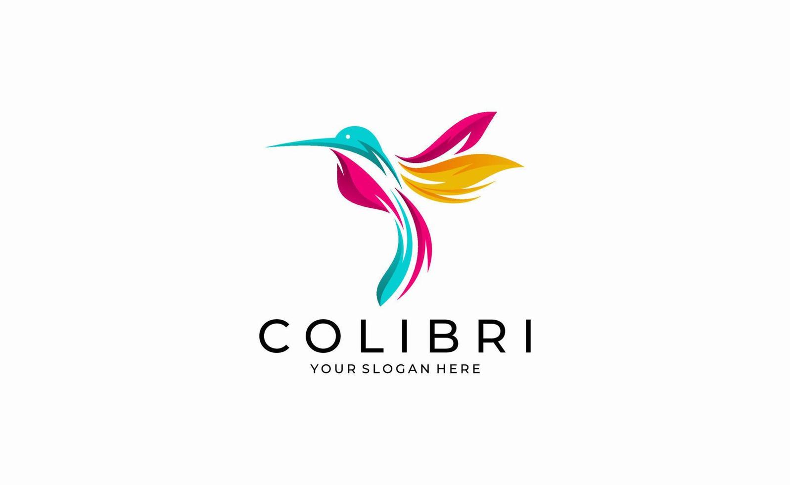 beau oiseau colibri colibri coloré logo design modèle vectoriel