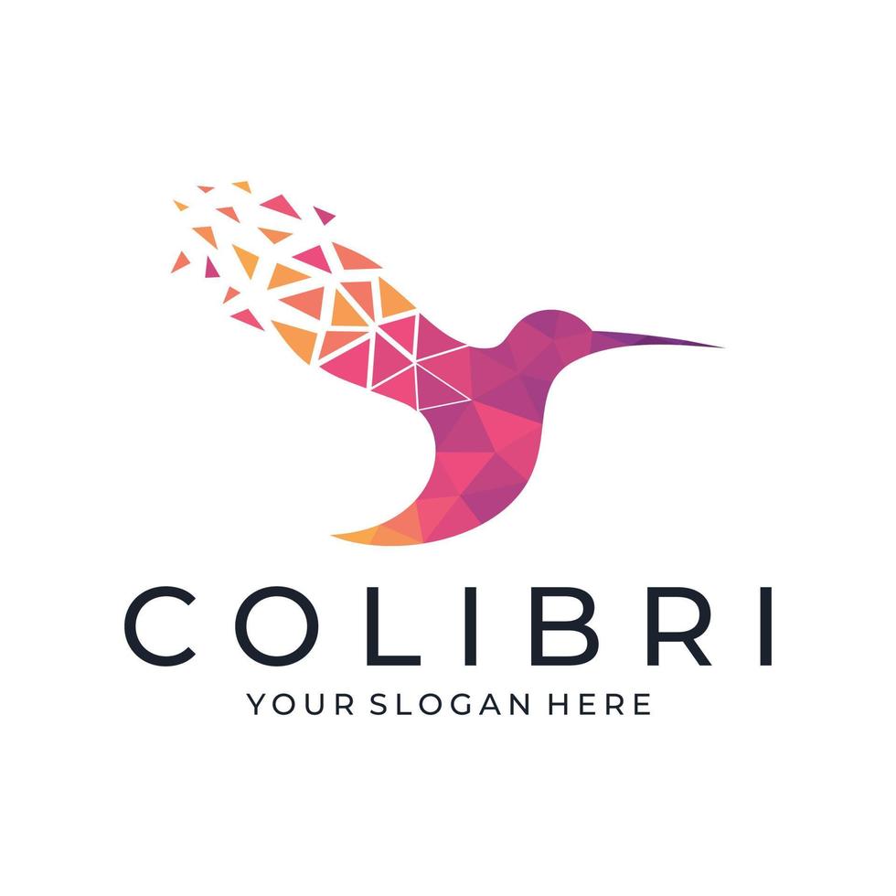 beau oiseau colibri colibri coloré logo design modèle vectoriel