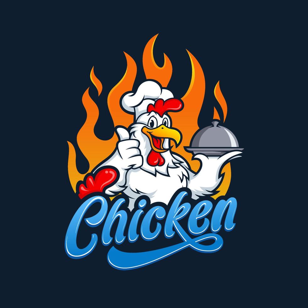 modèle de logo de restaurant de poulet frit vecteur