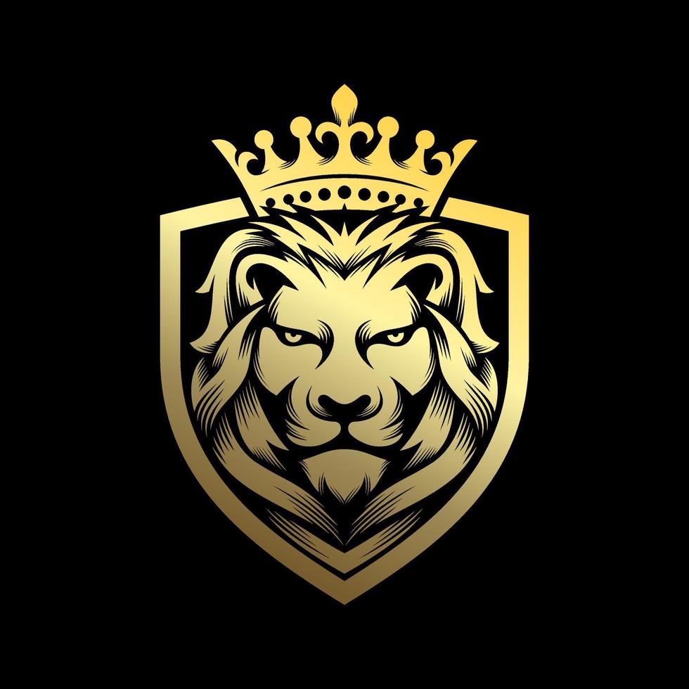 symboles de la couronne royale du roi lion. élégant logo animal leo doré. icône d'identité de marque de luxe premium. illustration vectorielle. vecteur