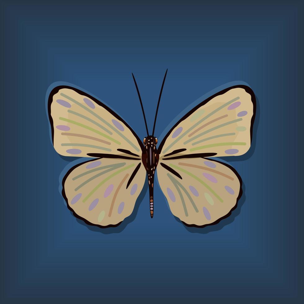 illustration vectorielle de papillon jaune sur fond bleu. vecteur