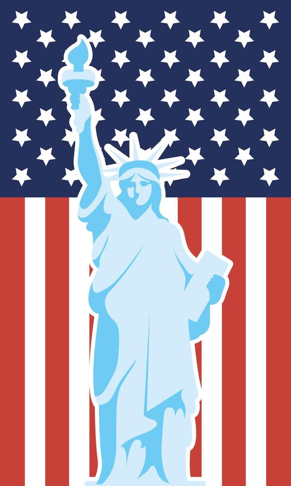 affiche de la fête de lindépendance des États-Unis avec statue de la liberté vecteur