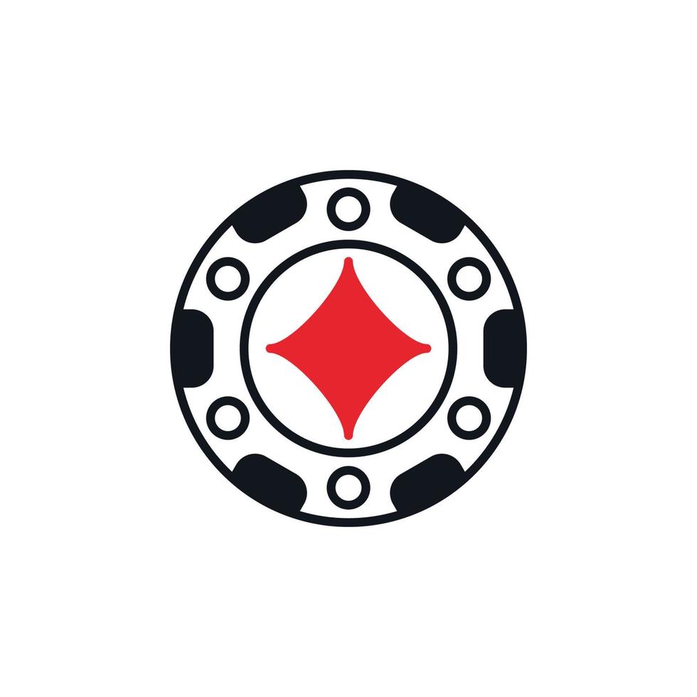 icône ou symbole solide de concept de vecteur de jeton de poker de diamants