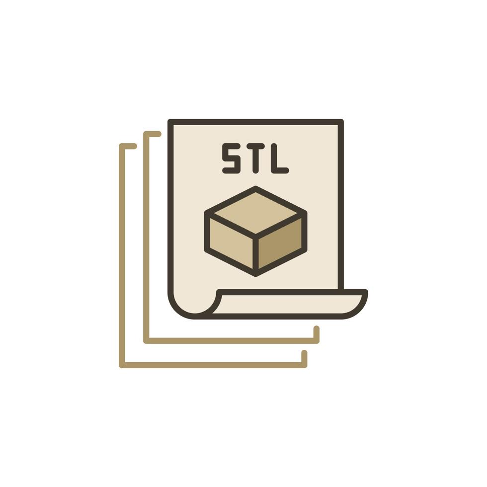 documents stl pour icône colorée de concept de vecteur d'imprimante 3d