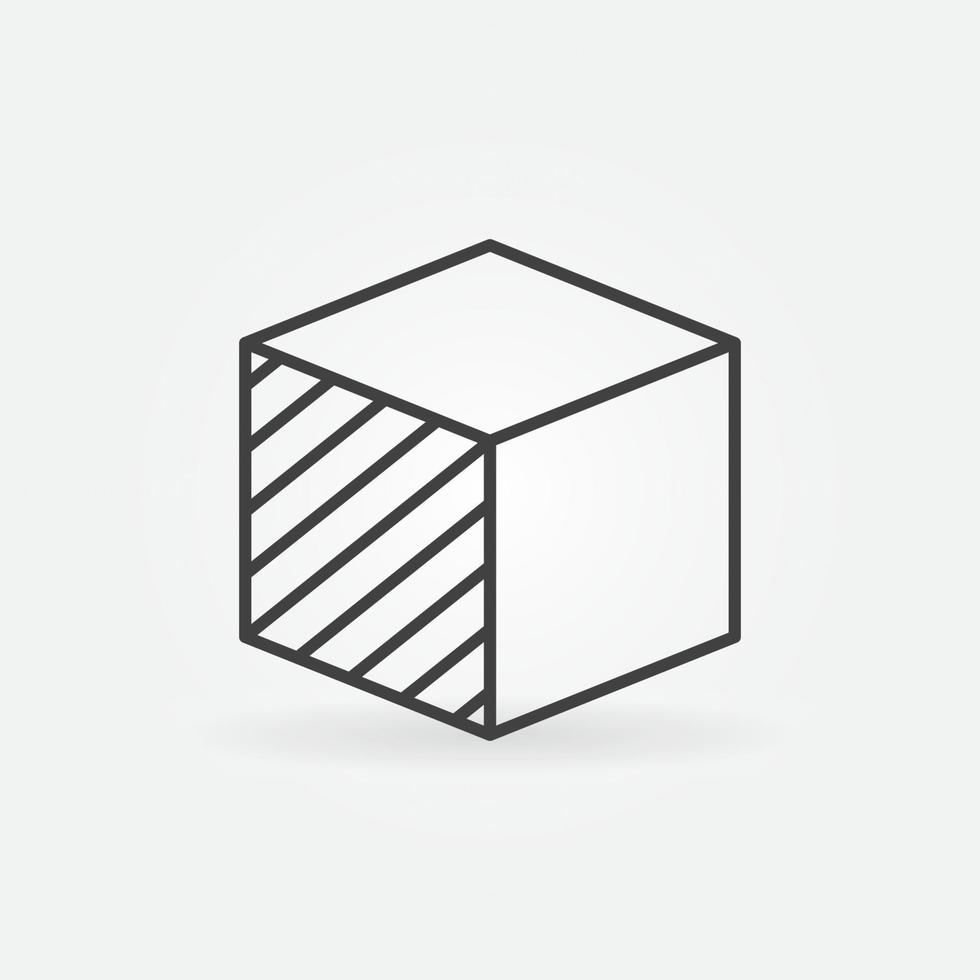 impression 3d - cube imprimé par l'icône de fine ligne de concept de vecteur d'imprimante 3d