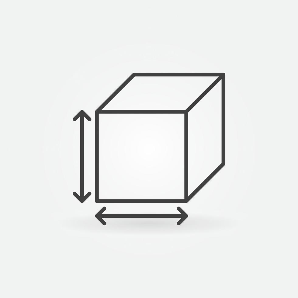 icône de concept de vecteur de mesure de cube dans le style de contour