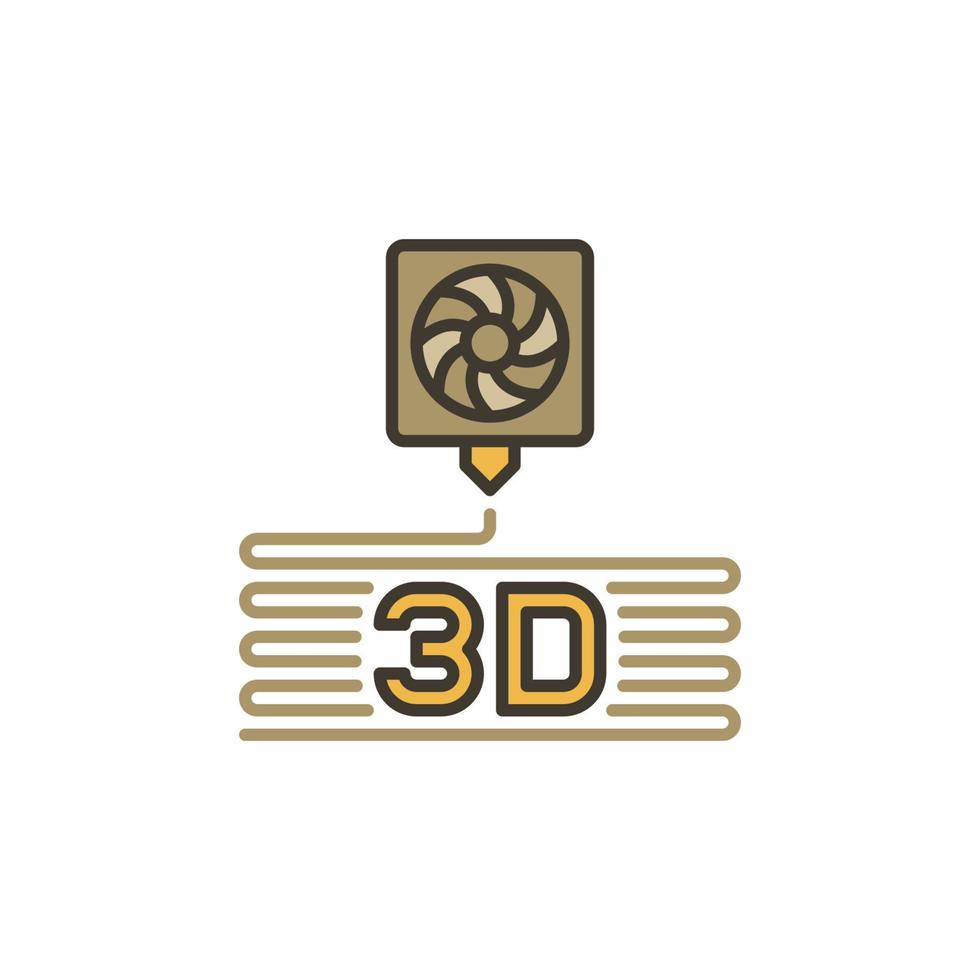 icône colorée de concept d'impression 3d de vecteur d'extrudeuse d'imprimante