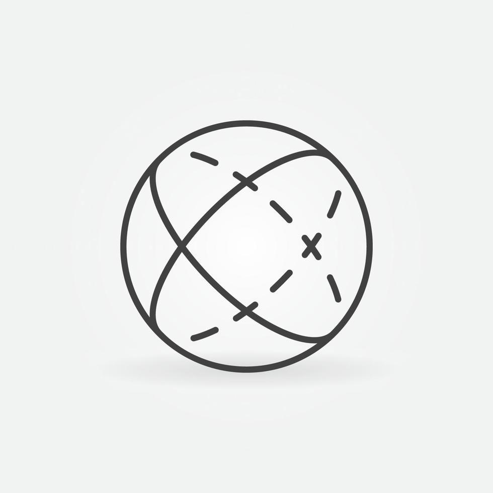 icône de contour de concept de forme géométrique de sphère de vecteur de mesure sphérique