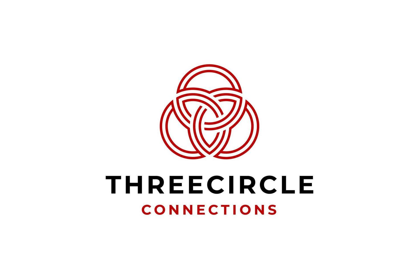 trois cercles rouges anciens se chevauchant pour le logo des connexions vecteur