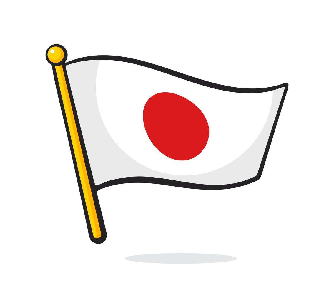 illustration de dessin animé du drapeau du japon sur flagstaff vecteur