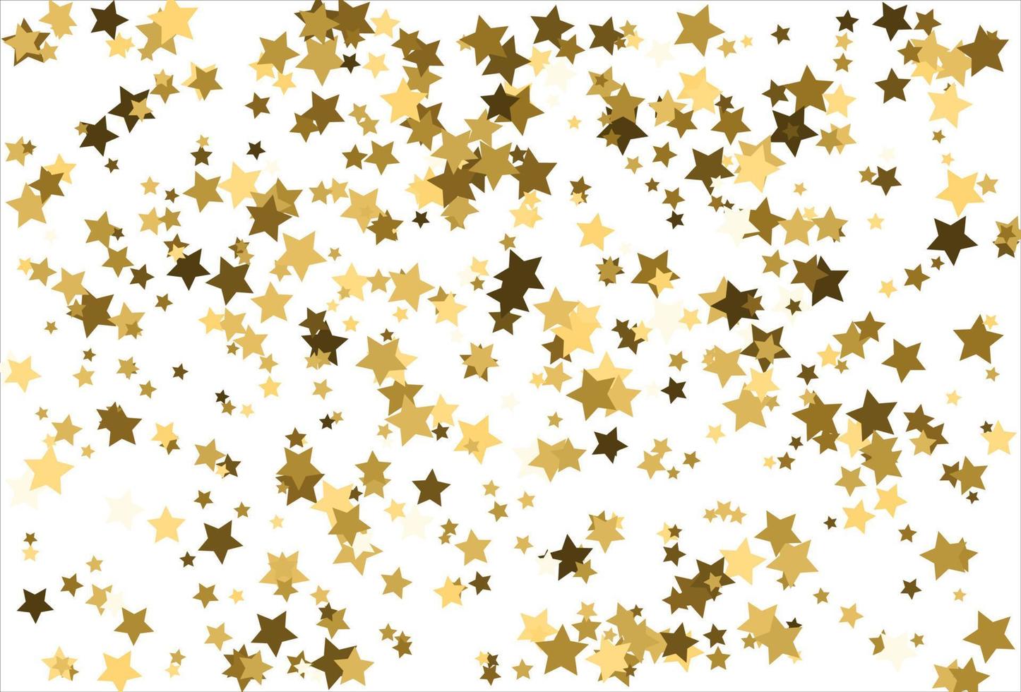 étoiles d'or tombant au hasard sur fond blanc. motif de paillettes pour bannière, carte de voeux, carte de noël et du nouvel an, invitation, carte postale, emballage en papier vecteur