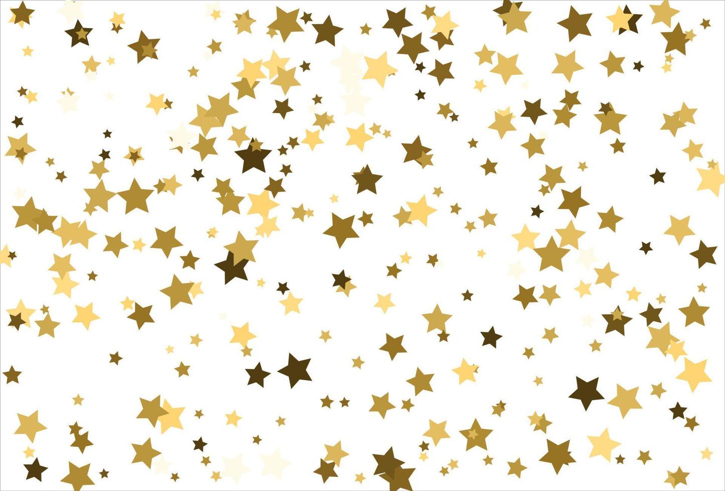 étoiles d'or tombant au hasard sur fond blanc. motif de paillettes pour bannière, carte de voeux, carte de noël et du nouvel an, invitation, carte postale, emballage en papier vecteur