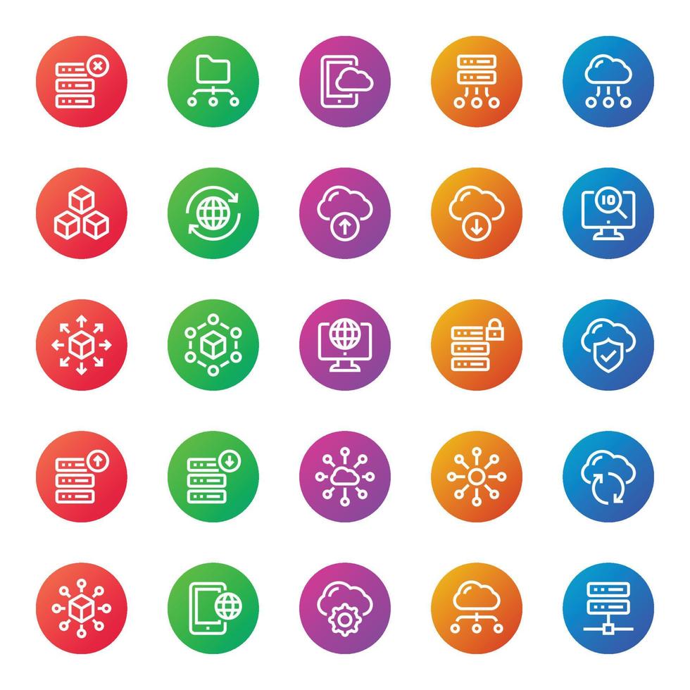icônes de contour de badge pour le Big Data. vecteur