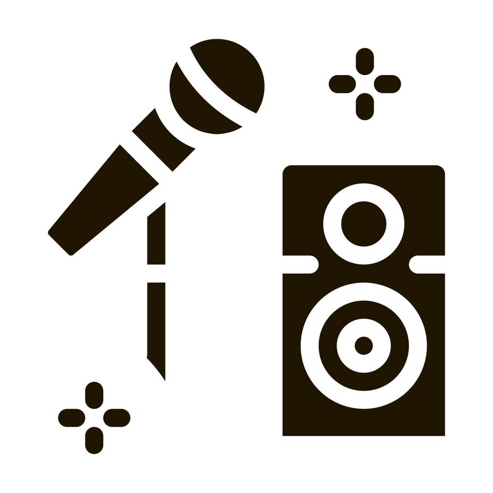 illustration de glyphe de vecteur d'icône d'équipement de microphone et de haut-parleur