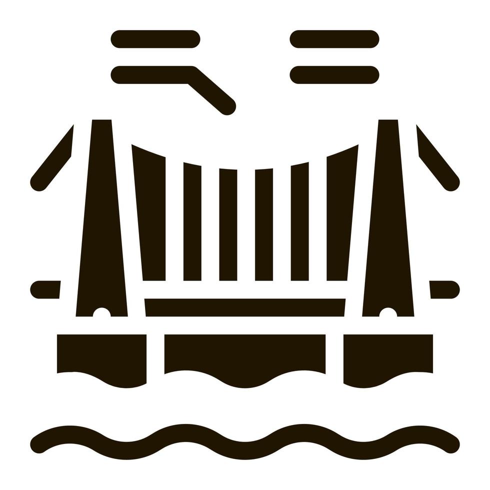 pont suspendu dans l'eau icône vecteur glyphe illustration