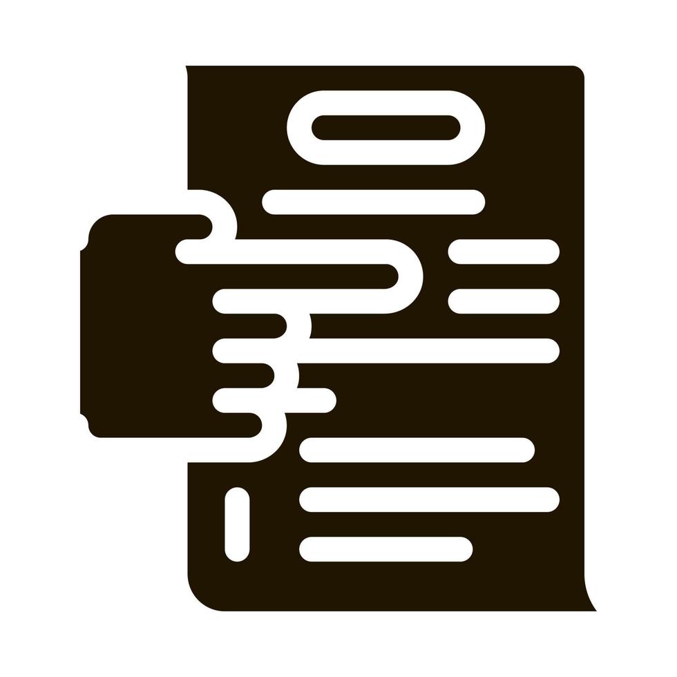 illustration de glyphe de vecteur d'icône de pointeur de document de transaction