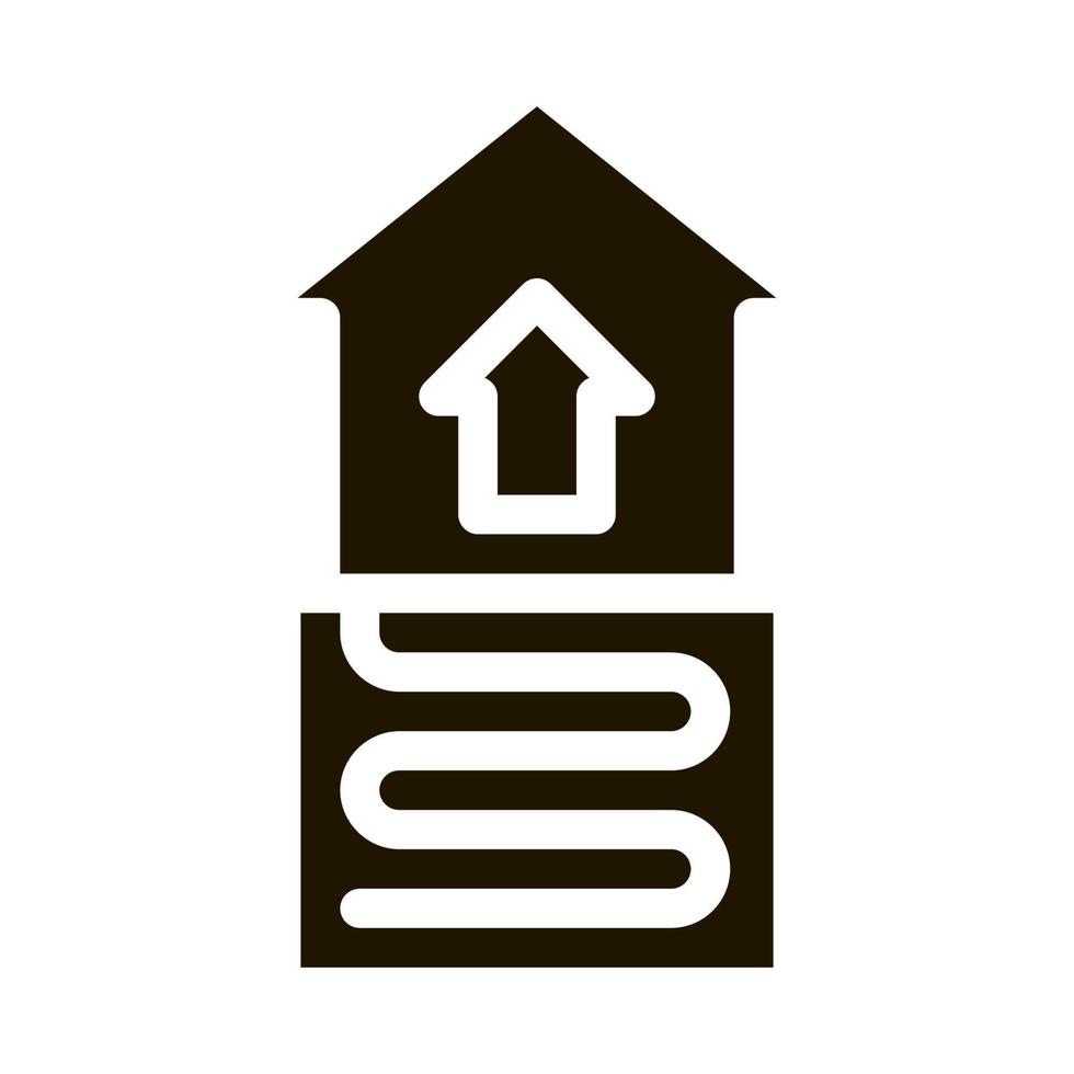 icône de glyphe d'équipement de chauffage par le sol de chambre de maison vecteur