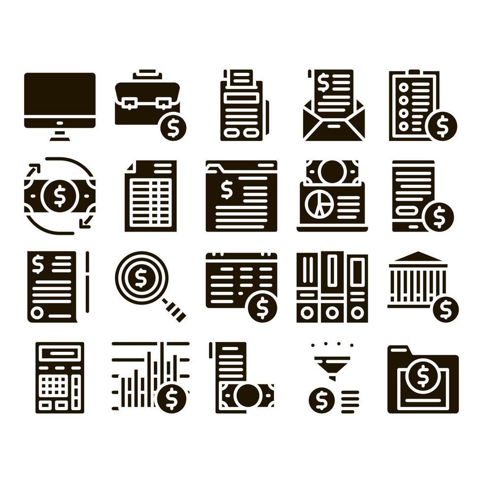 ensemble d'icônes vectorielles de collecte de comptabilité financière vecteur