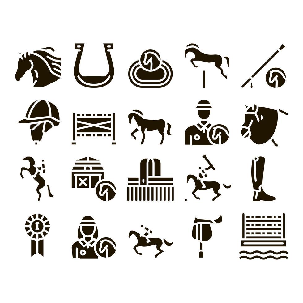 vecteur de jeu de glyphes d'animaux équestres