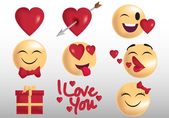 Valentine Emoji et autocollant vecteur