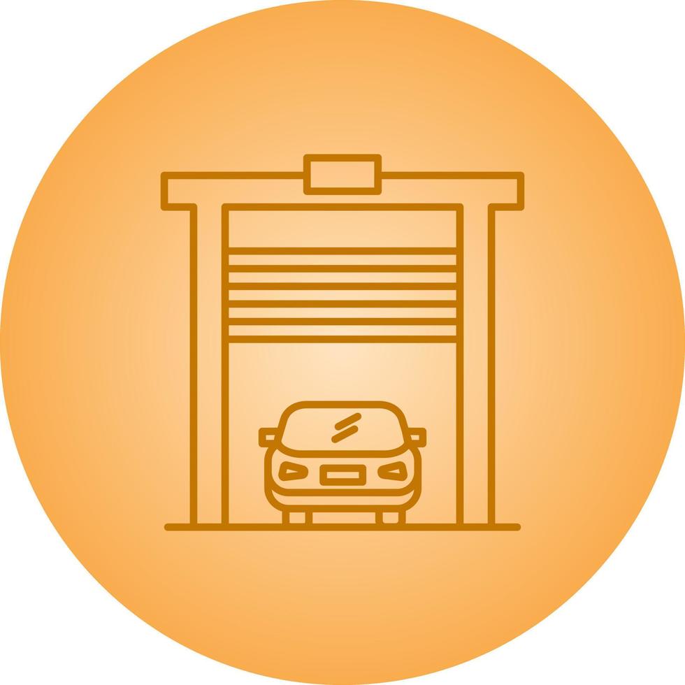 belle voiture dans l'icône de ligne de vecteur de garage