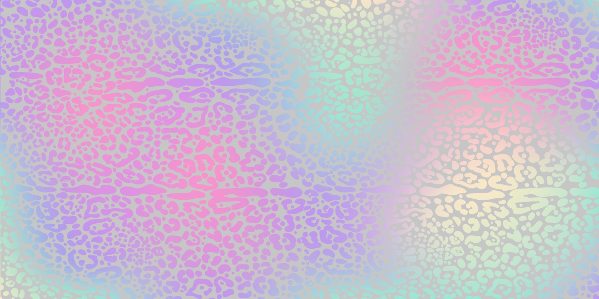 fond de léopard arc-en-ciel. texture de guépard en feuille holographique. imprimé dégradé à motif animalier. illustration pastel abstraite de vecteur. vecteur