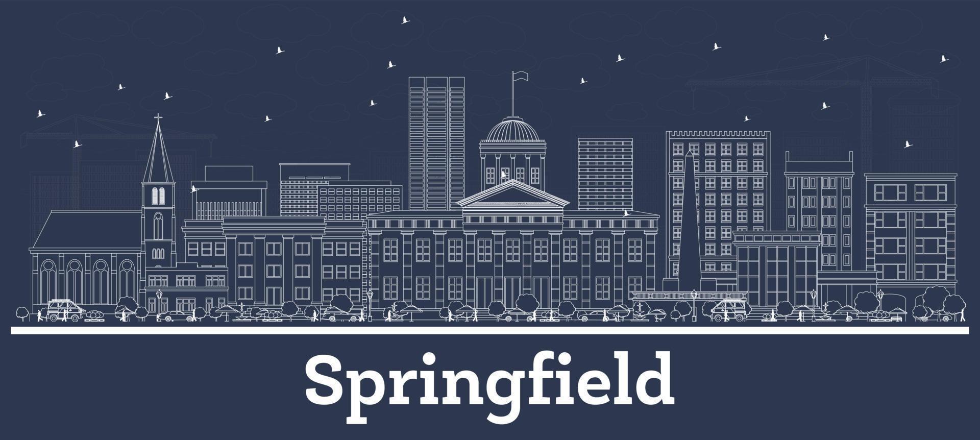 Décrire les toits de la ville de Springfield dans l'Illinois avec des bâtiments blancs. vecteur