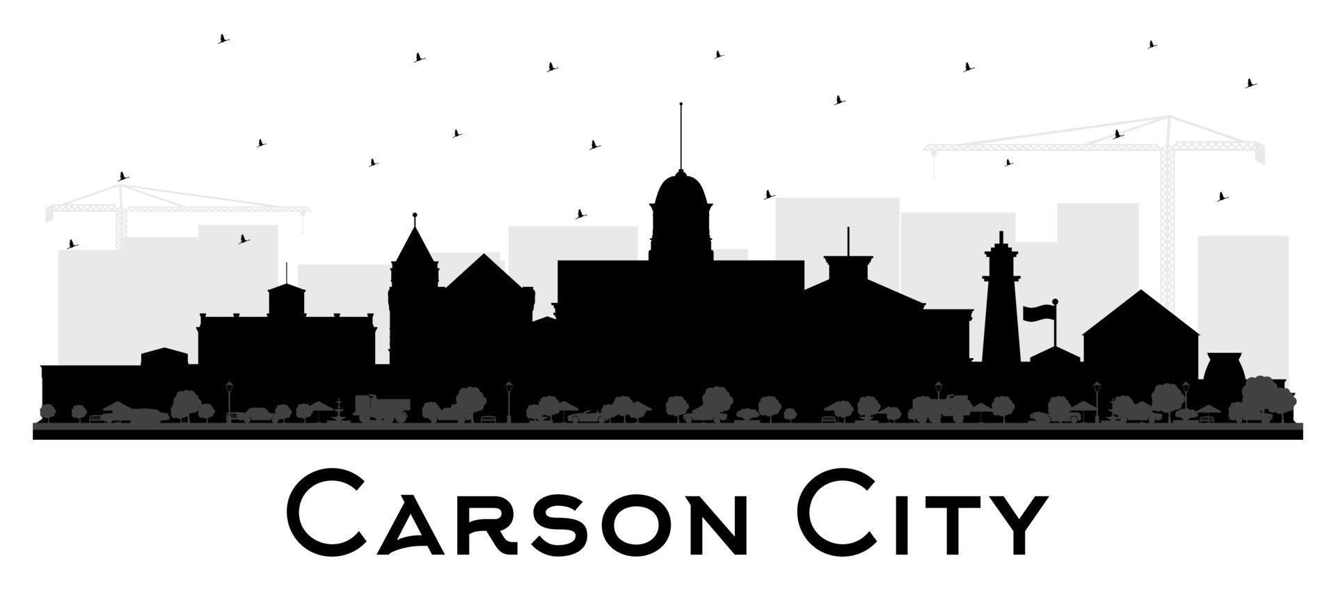 carson city nevada silhouette d'horizon de la ville avec des bâtiments noirs isolés sur blanc. vecteur
