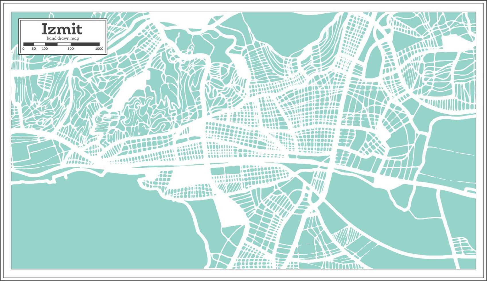 plan de la ville d'izmit turquie dans un style rétro. carte muette. vecteur