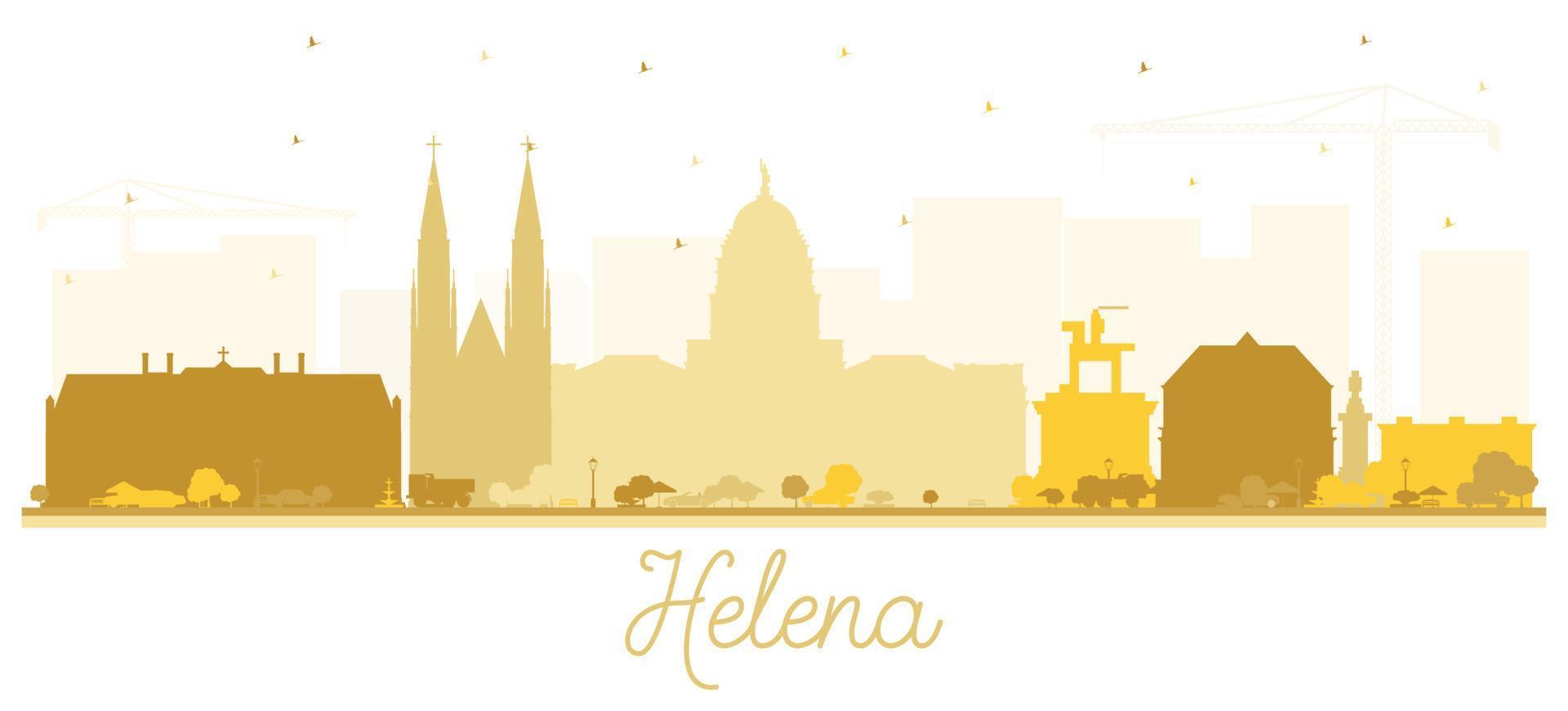 silhouette d'horizon de la ville d'helena montana avec des bâtiments dorés isolés sur blanc. vecteur