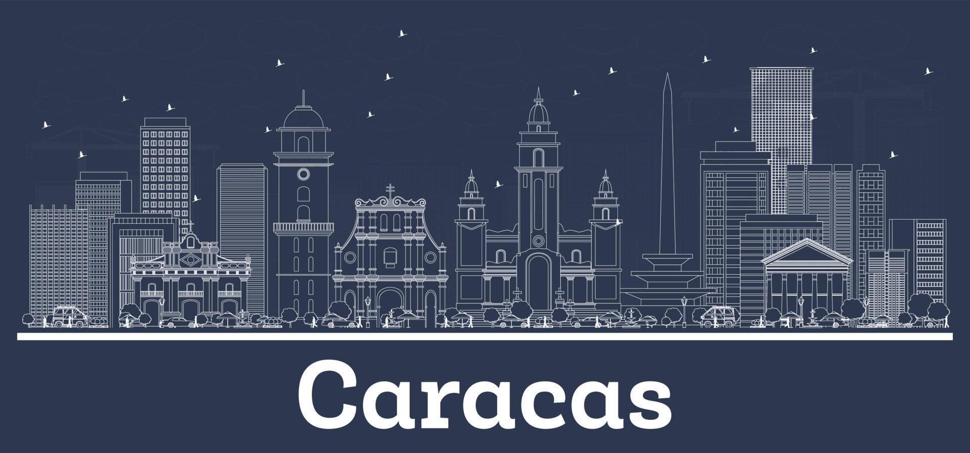 décrire les toits de la ville de caracas venezuela avec des bâtiments blancs. vecteur