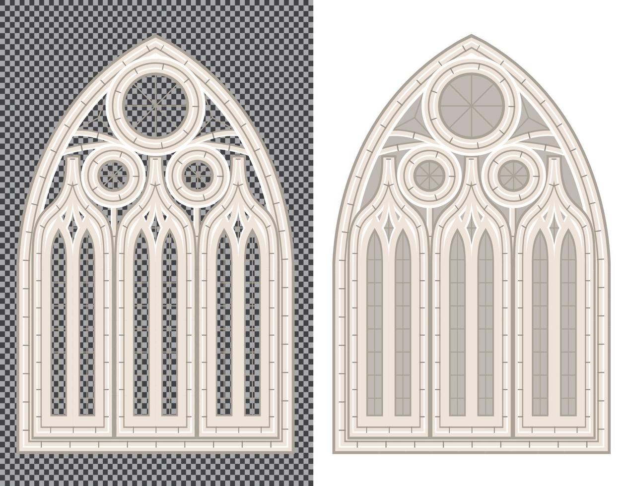 fenêtre médiévale gothique sur fond blanc et transparent. vecteur