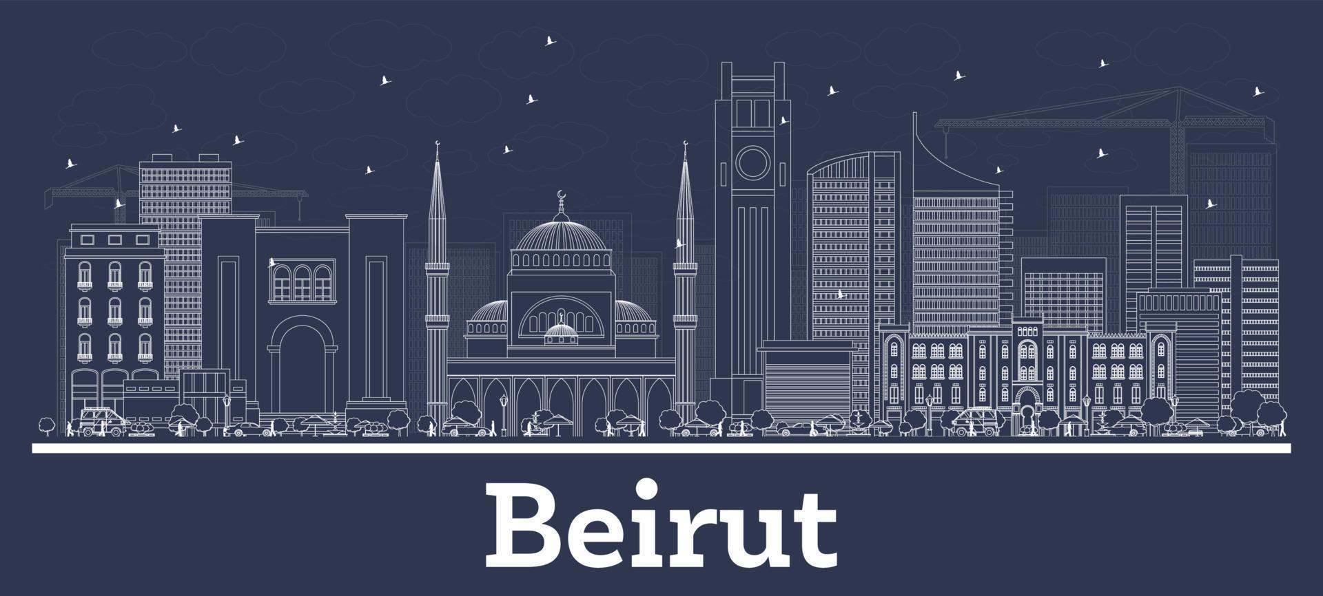 Décrire les toits de la ville de Beyrouth Liban avec des bâtiments blancs. vecteur