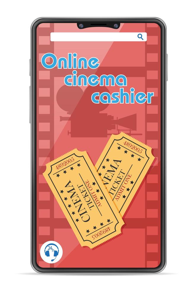 caisse de cinéma en ligne concept smartphone vecteur