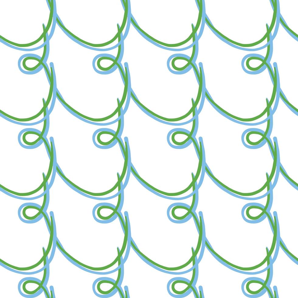 motif de gribouillis vert et bleu dessiné à la main vecteur