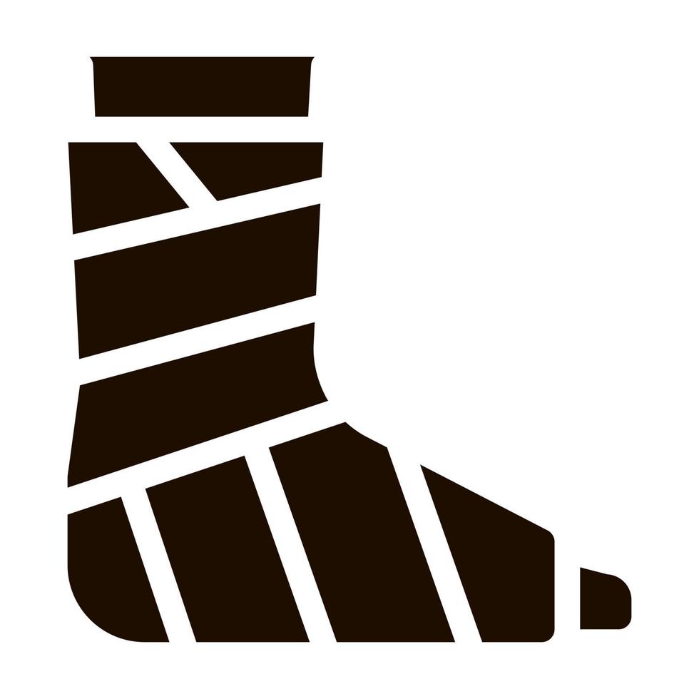 icône de glyphe orthopédique de bandage de gypse de pied de jambe vecteur