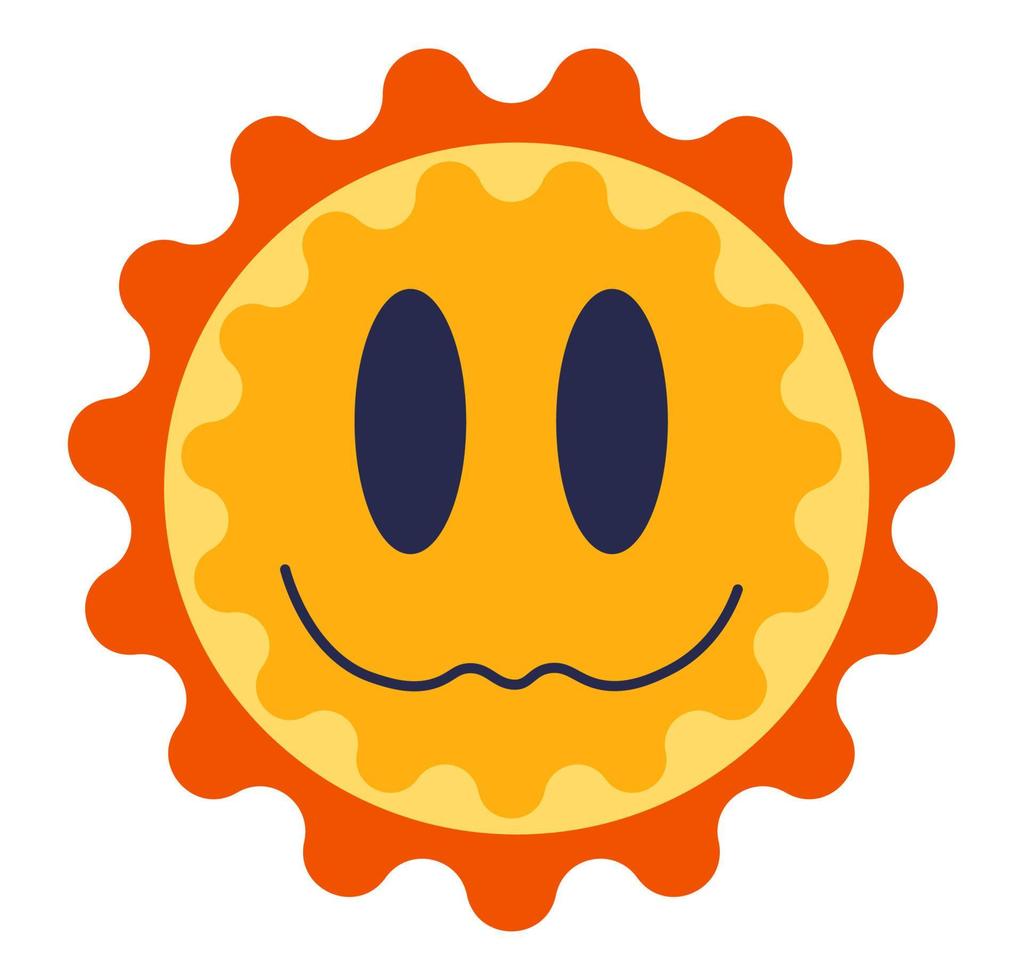 personnage de soleil drôle avec une expression faciale souriante vecteur
